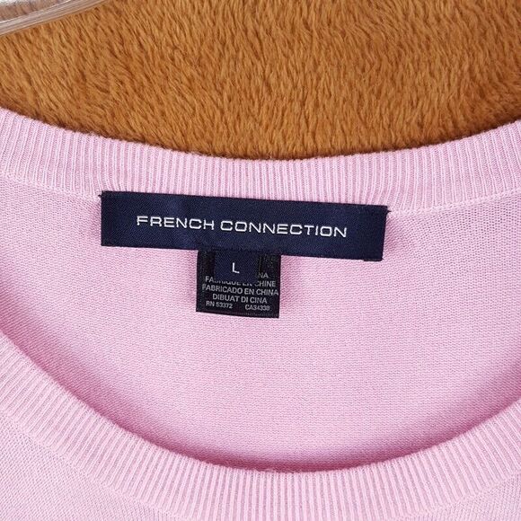 FRENCH CONNECTION Womens Sweater Large Pink Pullover Side Slit Viscose Knit - Picture 2 of 7